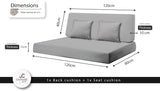 Sapphire Collection Pallet Cushion Set 4 Pcs,Euro Pallet Seating Set, Garden Seat Pads, Seat Cushions, Garden Sofa, 2 Seat Cushion without Pallets,2 x Decorative Pillow Filled (Grey)